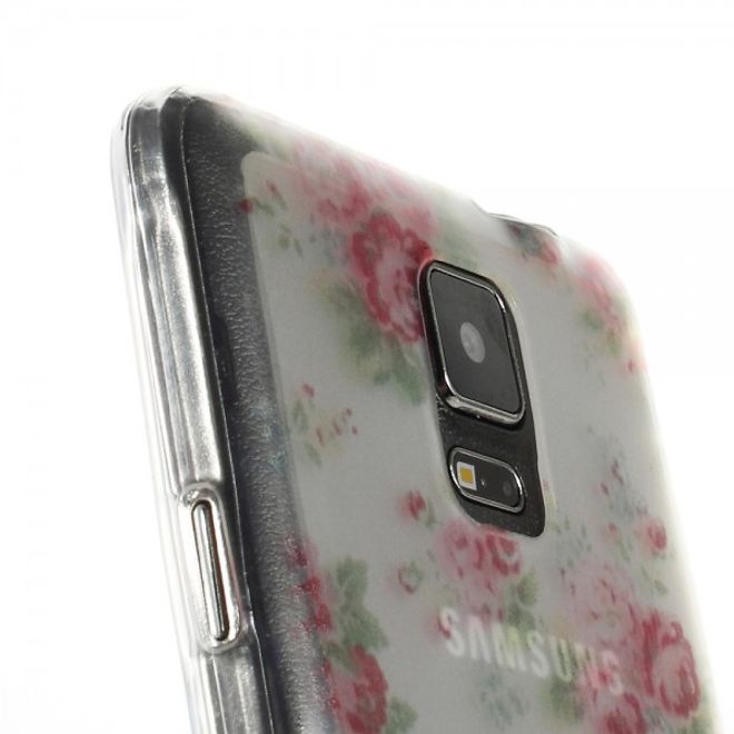 Samsung Galaxy Note 4 Elastisches Plastik Case mit pinken Blümchen