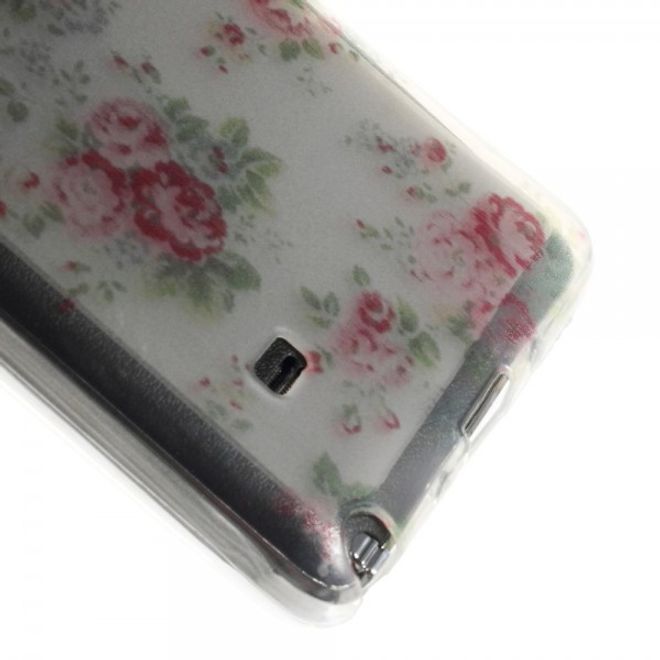 Samsung Galaxy Note 4 Elastisches Plastik Case mit pinken Blümchen