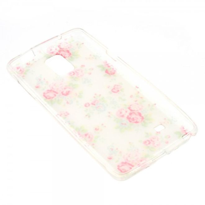 Samsung Galaxy Note 4 Elastisches Plastik Case mit pinken Blümchen