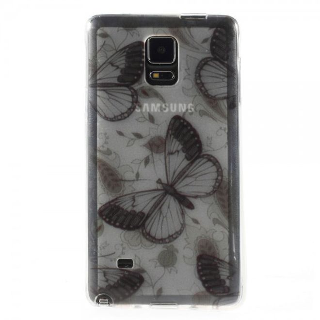 Samsung Galaxy Note 4 Elastisches Plastik Case mit schönen Schmetterlingen