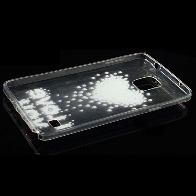 Samsung Galaxy Note 4 Elastisches Plastik Case mit Glassteinen und Herzen