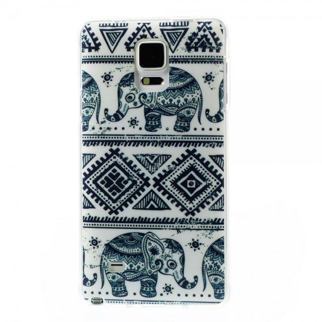 Samsung Galaxy Note 4 Elastisches, glänzendes Plastik Case mit Elefanten