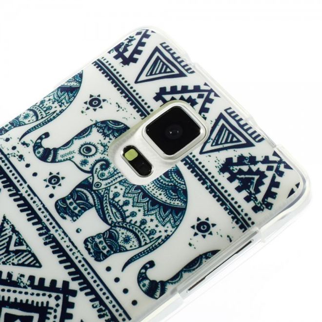 Samsung Galaxy Note 4 Elastisches, glänzendes Plastik Case mit Elefanten