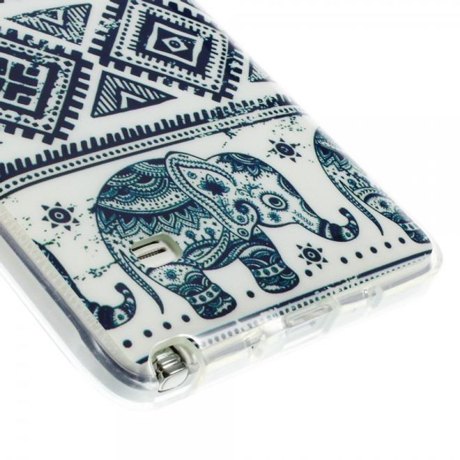 Samsung Galaxy Note 4 Elastisches, glänzendes Plastik Case mit Elefanten