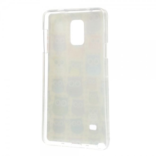 Samsung Galaxy Note 4 Elastisches, glänzendes Plastik Case mit kleinen Eulen auf gelbem Hintergrund