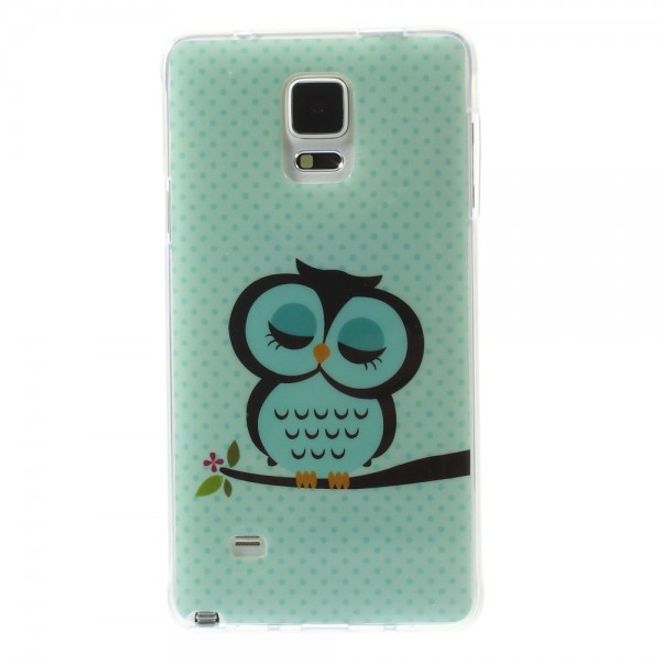 Samsung Galaxy Note 4 Elastisches, glänzendes Plastik Case mit süsser grüner Eule