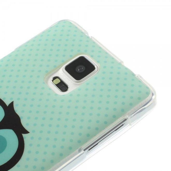 Samsung Galaxy Note 4 Elastisches, glänzendes Plastik Case mit süsser grüner Eule
