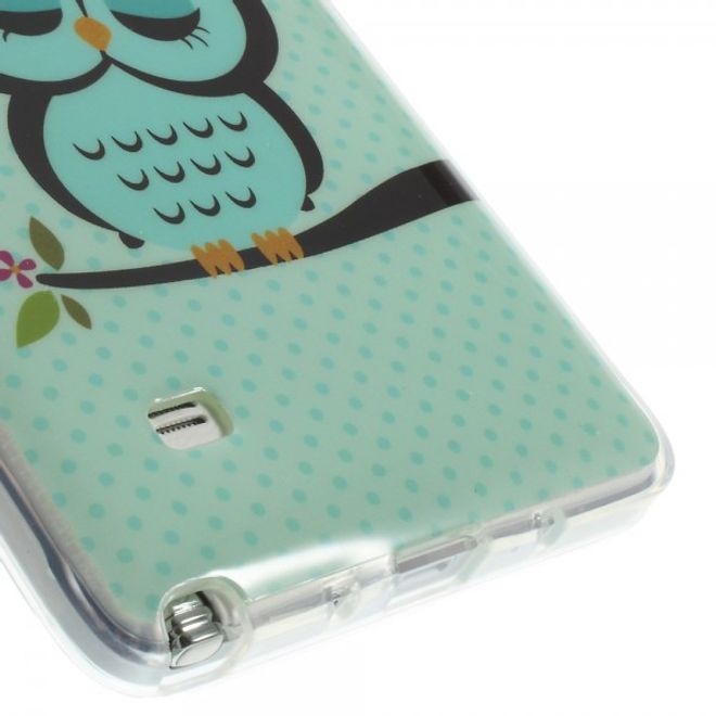 Samsung Galaxy Note 4 Elastisches, glänzendes Plastik Case mit süsser grüner Eule