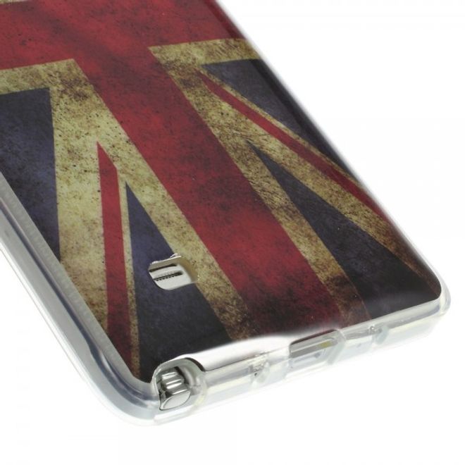 Samsung Galaxy Note 4 Elastisches, glänzendes Plastik Case mit UK Flagge retro-style