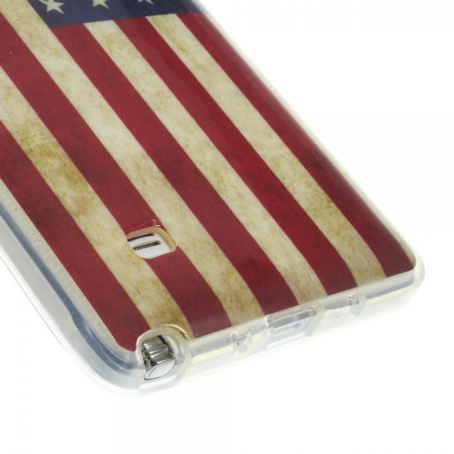 Samsung Galaxy Note 4 Elastisches, glänzendes Plastik Case mit USA Flagge retro-style