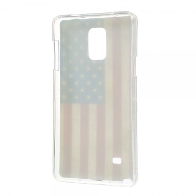 Samsung Galaxy Note 4 Elastisches, glänzendes Plastik Case mit USA Flagge retro-style