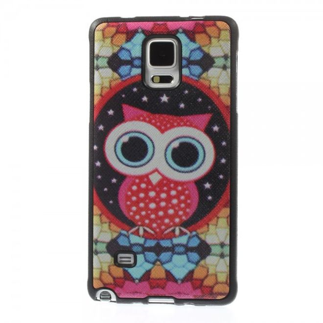 Samsung Galaxy Note 4 Lederartiges Plastik Case mit farbiger Eule