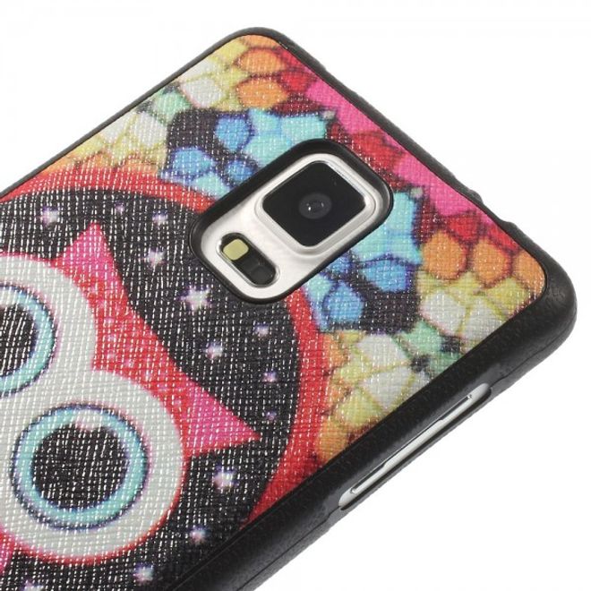 Samsung Galaxy Note 4 Lederartiges Plastik Case mit farbiger Eule