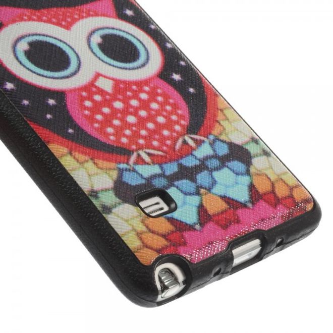 Samsung Galaxy Note 4 Lederartiges Plastik Case mit farbiger Eule
