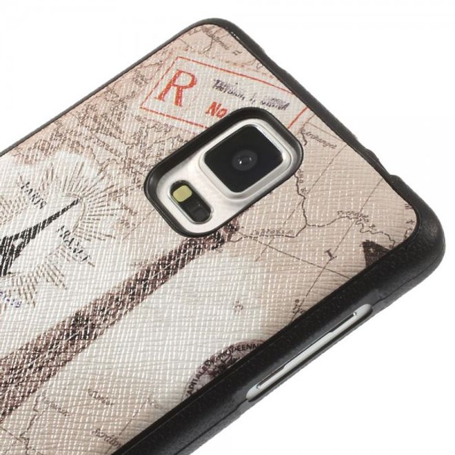 Samsung Galaxy Note 4 Lederartiges Plastik Case mit Eiffelturm und Kartenausschnitt