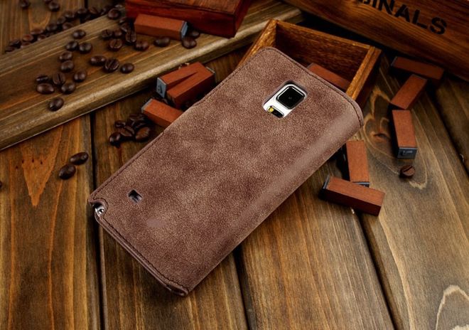 Samsung Galaxy Note 4 Golden Phoenix Retro Echtleder Case - kaffeefarben