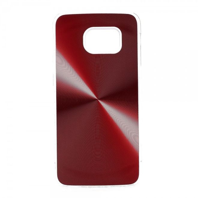 Galaxy S6 Edge Hart Plastik Case im Metallic Look - rot