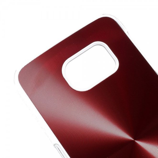 Galaxy S6 Edge Hart Plastik Case im Metallic Look - rot