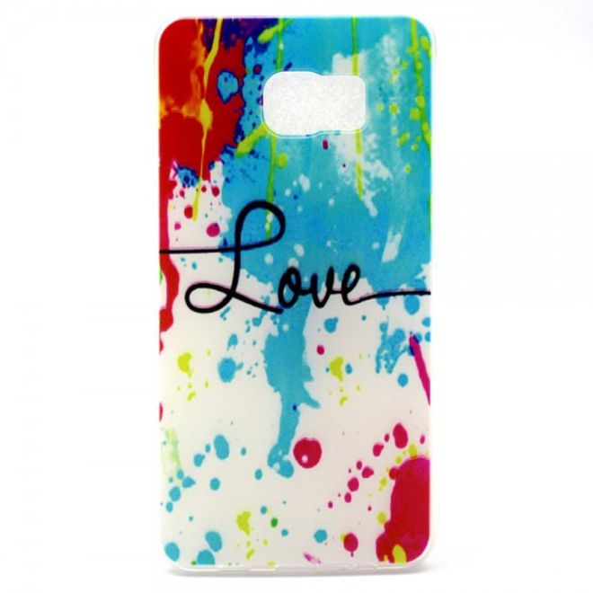 Galaxy S6 Edge Plus Elastisches Plastik Case mit farbiger Zeichnung und Schriftzug