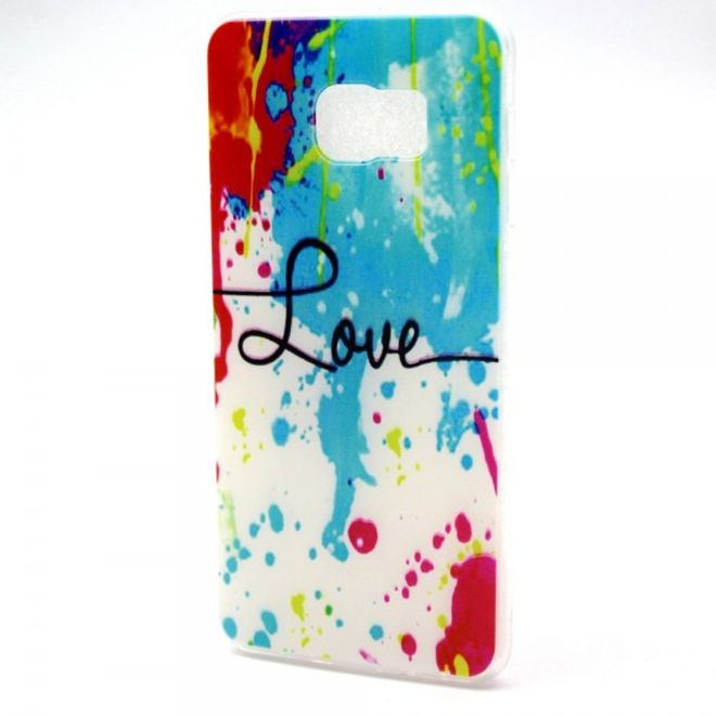 Galaxy S6 Edge Plus Elastisches Plastik Case mit farbiger Zeichnung und Schriftzug