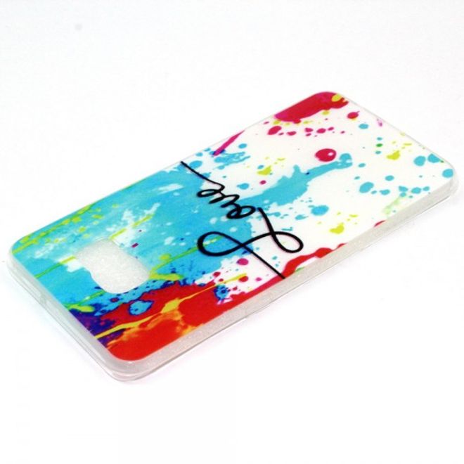 Galaxy S6 Edge Plus Elastisches Plastik Case mit farbiger Zeichnung und Schriftzug