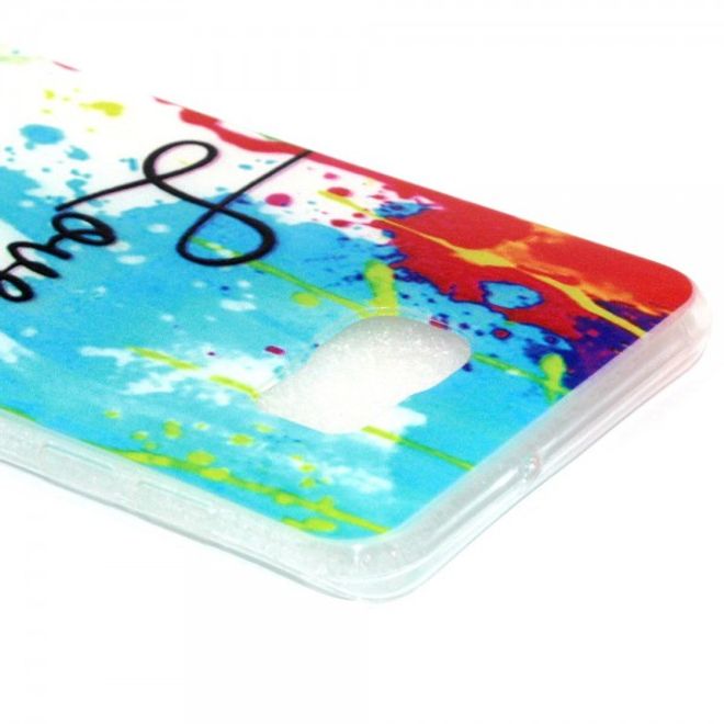 Galaxy S6 Edge Plus Elastisches Plastik Case mit farbiger Zeichnung und Schriftzug