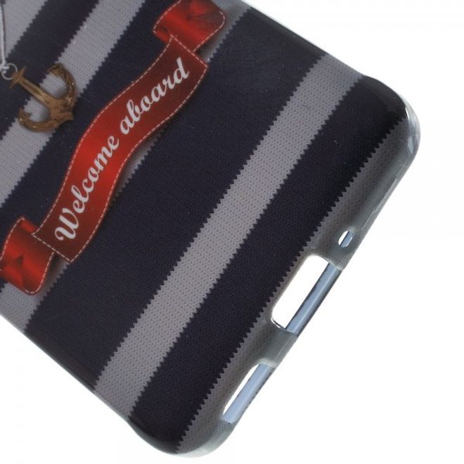 Samsung Galaxy Alpha Elastisches, glänzendes Plastik Case mit Anker und Streifen