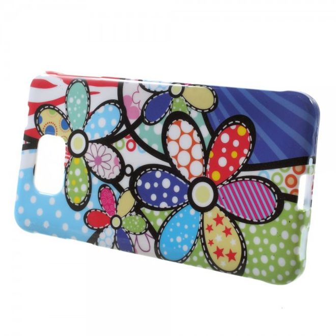 Samsung Galaxy Alpha Elastisches, glänzendes Plastik Case mit farbigen Blumen