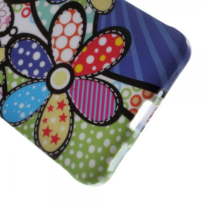 Samsung Galaxy Alpha Elastisches, glänzendes Plastik Case mit farbigen Blumen