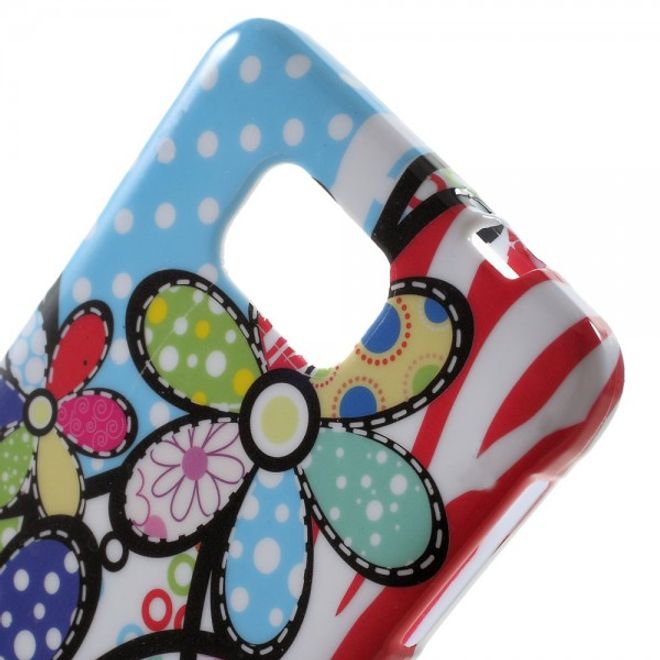 Samsung Galaxy Alpha Elastisches, glänzendes Plastik Case mit farbigen Blumen