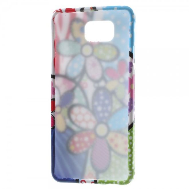 Samsung Galaxy Alpha Elastisches, glänzendes Plastik Case mit farbigen Blumen