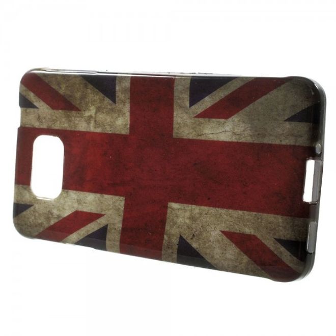 Samsung Galaxy Alpha Elastisches, glänzendes Plastik Case mit Union Jack Flagge retro-style