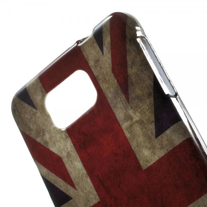 Samsung Galaxy Alpha Elastisches, glänzendes Plastik Case mit Union Jack Flagge retro-style