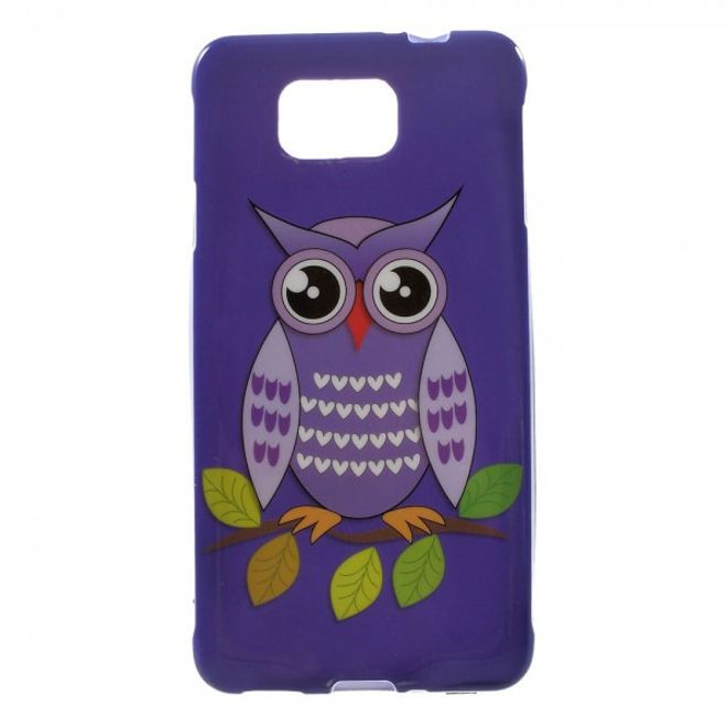 Samsung Galaxy Alpha Elastisches, glänzendes Plastik Case mit niedlicher Eule