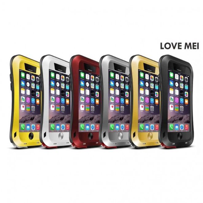 iPhone 6/6S LOVE MEI Ultrarobustes, dünnes Metall, Silikon und gehärtetes Glas Cover - silber