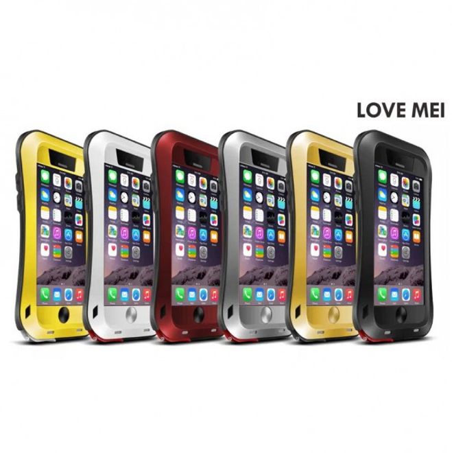 iPhone 6/6S LOVE MEI Ultrarobustes, dünnes Metall, Silikon und gehärtetes Glas Cover - rot