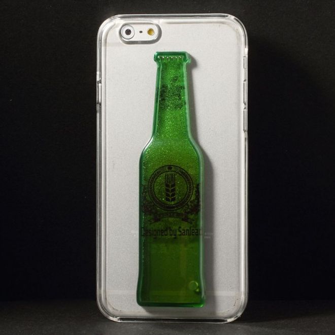 iPhone 6/6S Hart Plastik Case mit Flüssigkeit in einer Bierflasche - grün