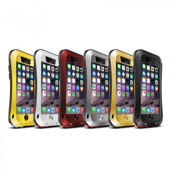iPhone 6 Plus/6S Plus LOVE MEI Ultrarobustes, dünnes Metall, Silikon und gehärtetes Glas Cover - weiss