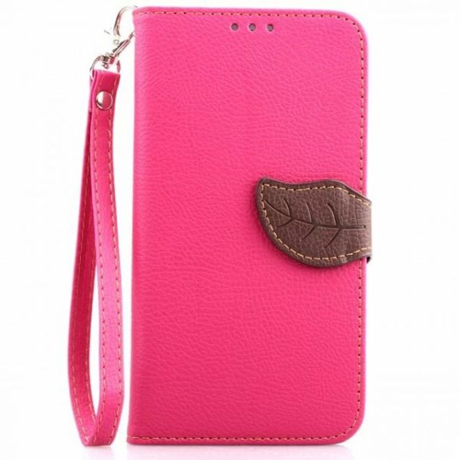 Samsung Galaxy Note 4 Magnetisches Leder Case mit Standfunktion und Litchimuster - rosa