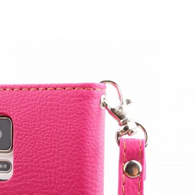 Samsung Galaxy Note 4 Magnetisches Leder Case mit Standfunktion und Litchimuster - rosa