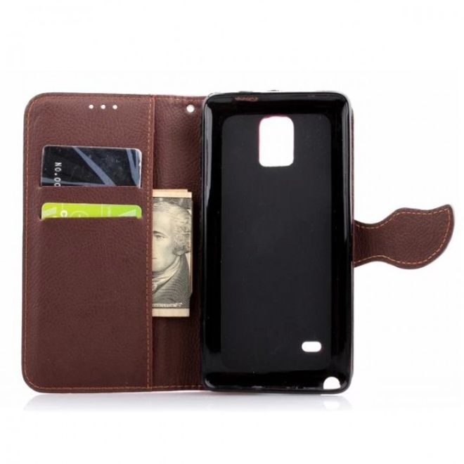 Samsung Galaxy Note 4 Magnetisches Leder Case mit Standfunktion und Litchimuster - rosa