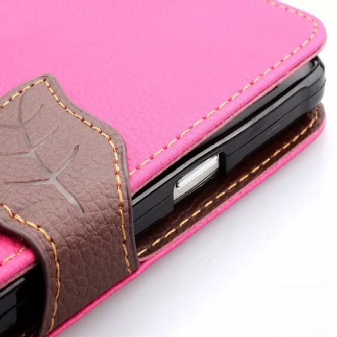 Samsung Galaxy Note 4 Magnetisches Leder Case mit Standfunktion und Litchimuster - rosa