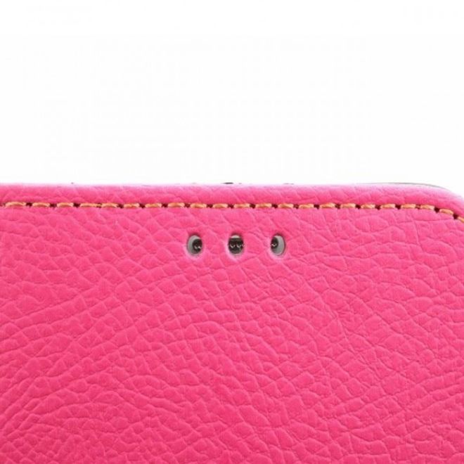 Samsung Galaxy Note 4 Magnetisches Leder Case mit Standfunktion und Litchimuster - rosa