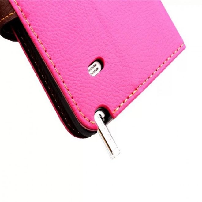 Samsung Galaxy Note 4 Magnetisches Leder Case mit Standfunktion und Litchimuster - rosa