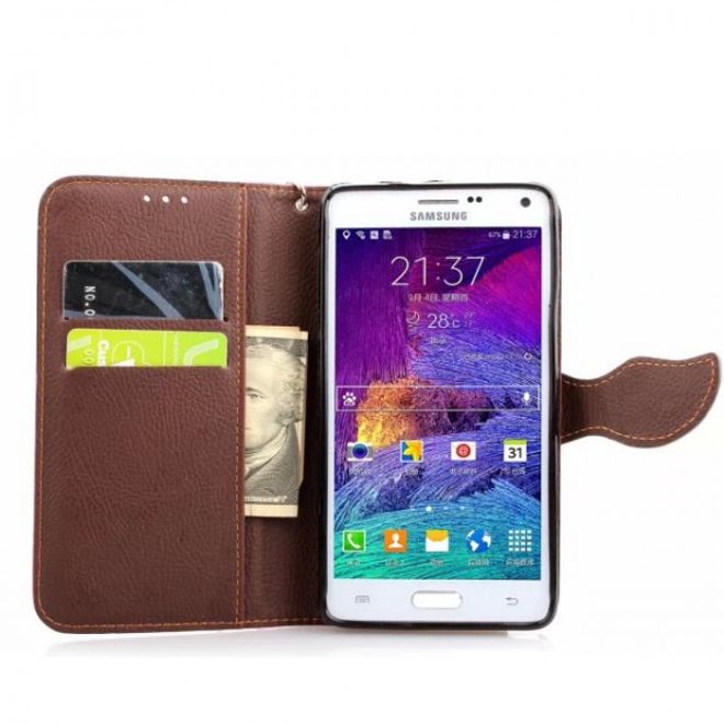 Samsung Galaxy Note 4 Magnetisches Leder Case mit Standfunktion und Litchimuster - rosa
