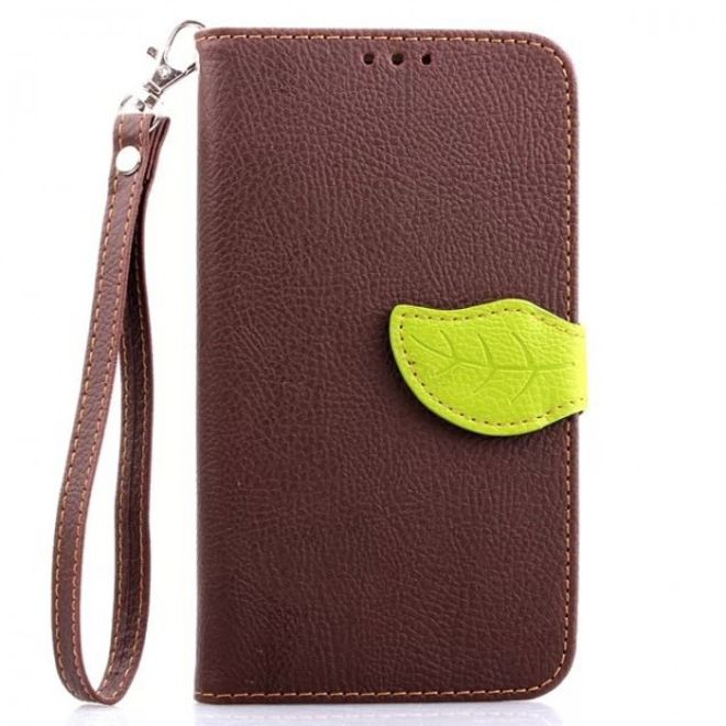 Samsung Galaxy Note 4 Magnetisches Leder Case mit Standfunktion und Litchimuster - braun