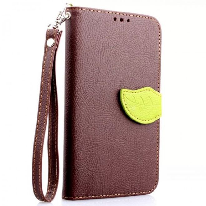 Samsung Galaxy Note 4 Magnetisches Leder Case mit Standfunktion und Litchimuster - braun