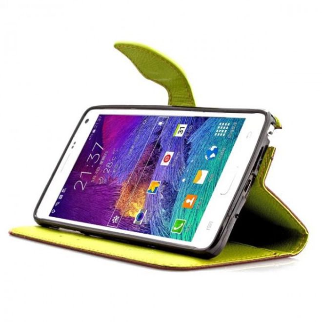 Samsung Galaxy Note 4 Magnetisches Leder Case mit Standfunktion und Litchimuster - braun