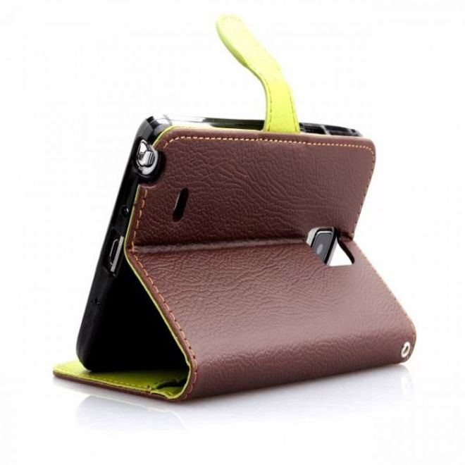 Samsung Galaxy Note 4 Magnetisches Leder Case mit Standfunktion und Litchimuster - braun