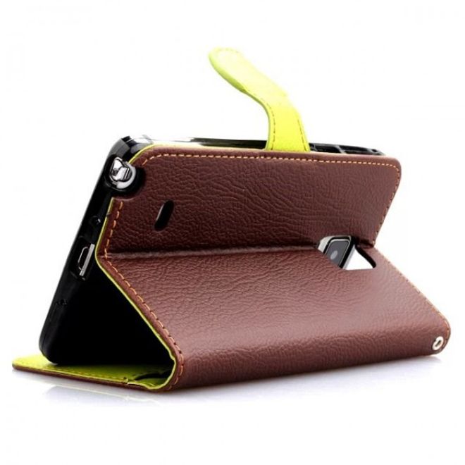 Samsung Galaxy Note 4 Magnetisches Leder Case mit Standfunktion und Litchimuster - braun